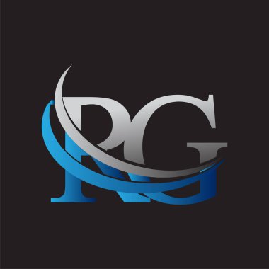 İlk harf RG logotype şirketinin adı mavi ve gri renkte. iş ve şirket kimliği için vektör logosu.