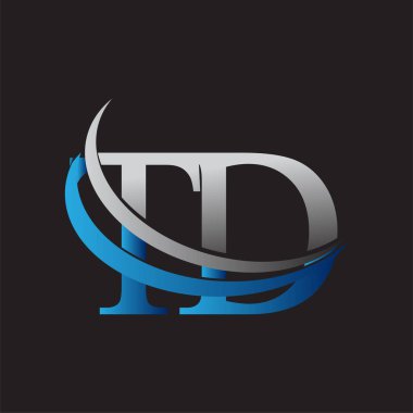 İlk harf TD logotype şirketi adı mavi ve gri renkli. iş ve şirket kimliği için vektör logosu.