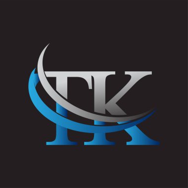 İlk harf TK logotype şirketinin adı mavi ve gri renkli. iş ve şirket kimliği için vektör logosu.