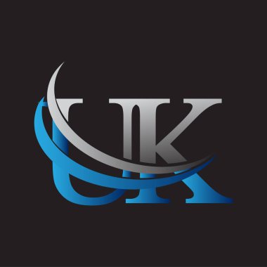 İlk harf UK logotype şirketinin adı mavi ve gri renkli salto tasarımı. iş ve şirket kimliği için vektör logosu.