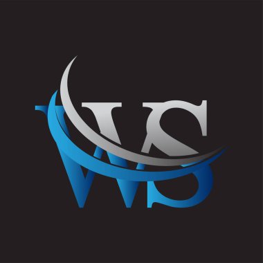 İlk harf WS logotype şirket adı mavi ve gri renkli swoosh tasarımı. iş ve şirket kimliği için vektör logosu.