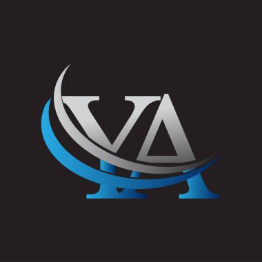 İlk harfi YA logotype şirketinin adı mavi ve gri renkli desenli. iş ve şirket kimliği için vektör logosu.
