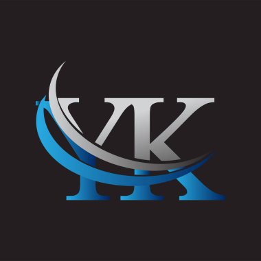 İlk harf YK logotype şirketinin adı mavi ve gri renkte. iş ve şirket kimliği için vektör logosu.