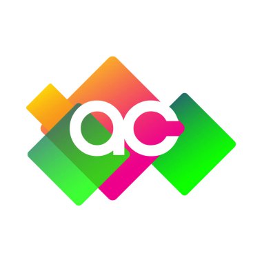 Renkli geometrik şekilli harf AC logosu, yaratıcı endüstri, web, iş ve şirket için harf kombinasyonu tasarımı.