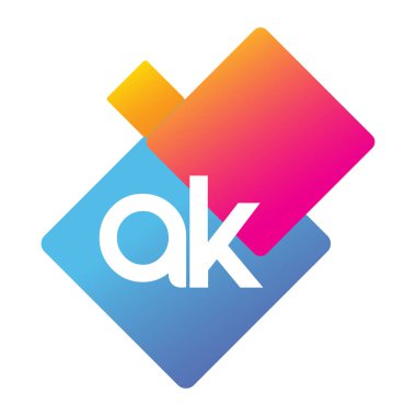 Renkli geometrik şekilli AK harfi logosu, yaratıcı endüstri, web, iş ve şirket için harf kombinasyonu tasarımı.