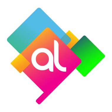 Renkli geometrik şekilli AL harfi logosu, yaratıcı endüstri, web, iş ve şirket için harf kombinasyonu tasarımı.