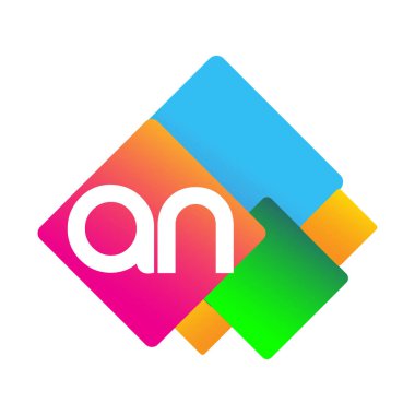 Renkli geometrik şekilli A harfi logosu, yaratıcı endüstri, web, iş ve şirket için harf kombinasyonu tasarımı.