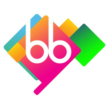 Renkli geometrik şekilli BB logosu, yaratıcı endüstri, web, iş ve şirket için harf kombinasyonlu logo tasarımı.