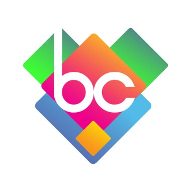 Renkli geometrik şekilli BC harfi logosu, yaratıcı endüstri, web, iş ve şirket için harf kombinasyonu tasarımı.