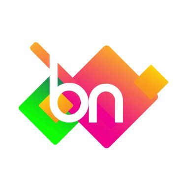 Renkli geometrik şekilli harf BN logosu, yaratıcı endüstri, web, iş ve şirket için harf kombinasyonu tasarımı.