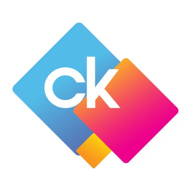 Renkli geometrik şekilli CK harfi logosu, yaratıcı endüstri, web, iş ve şirket için harf kombinasyonu tasarımı.
