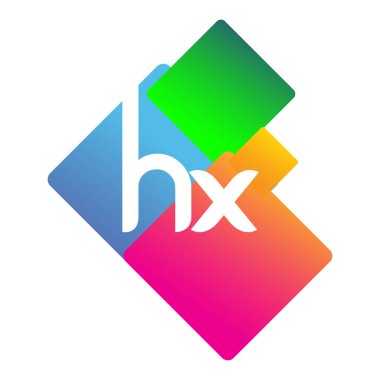 Renkli geometrik şekilli HX harfi logosu, yaratıcı endüstri, web, iş ve şirket için harf kombinasyonu tasarımı.