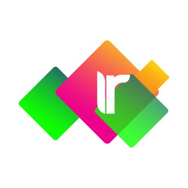 Renkli geometrik şekilli IR harfi logosu, yaratıcı endüstri, web, iş ve şirket için harf kombinasyonu tasarımı.
