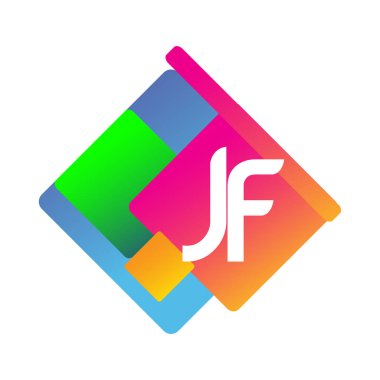 Letter JF logo with colorful geometric shape, letter combination logo design for creative industry, web, business and company. vector