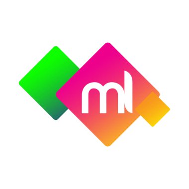 Renkli geometrik şekilli MI logosu, yaratıcı endüstri, web, iş ve şirket için harf kombinasyonlu logo tasarımı.