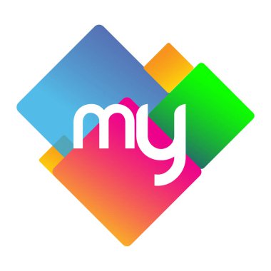 Renkli geometrik şekilli logom, yaratıcı endüstri, web, iş ve şirket için harf kombinasyonlu logo tasarımı.