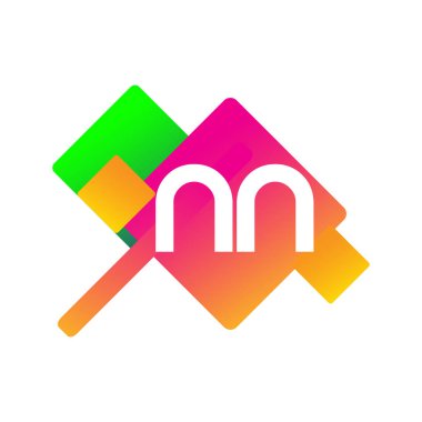Renkli geometrik şekilli NN harfi logosu, yaratıcı endüstri, web, iş ve şirket için harf kombinasyonu tasarımı.
