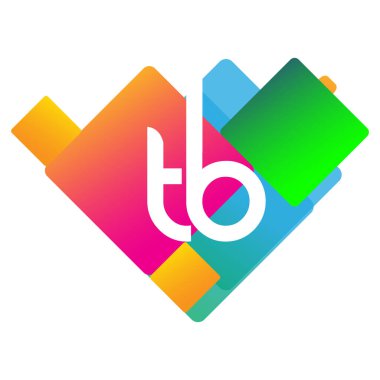 Renkli geometrik şekilli verem logosu, yaratıcı endüstri, web, iş ve şirket için harf kombinasyonu tasarımı.