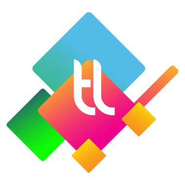 Renkli geometrik şekilli harf TL logosu, yaratıcı endüstri, web, iş ve şirket için harf kombinasyonu tasarımı.