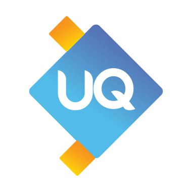 Renkli geometrik şekilli UQ logosu, yaratıcı endüstri, web, iş ve şirket için harf kombinasyonlu logo tasarımı.