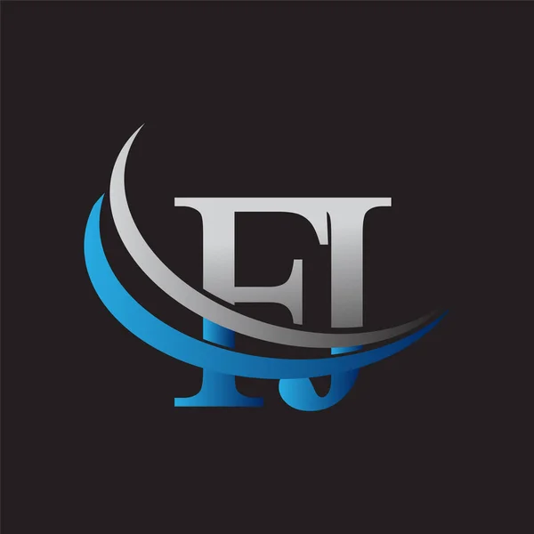 Letra Inicial Logotipo Nombre Empresa Color Azul Gris Swoosh Diseño — Archivo Imágenes Vectoriales