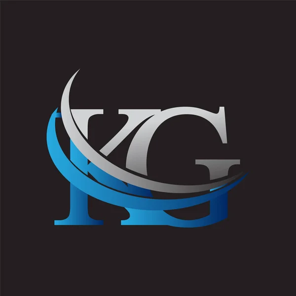 Letra Inicial Logotipo Nombre Empresa Color Azul Gris Swoosh Diseño — Archivo Imágenes Vectoriales