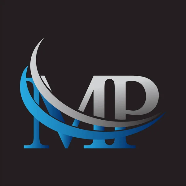 Початкова Літера Логотип Компанії Кольоровий Синій Сірий Флеш Дизайн Векторний — стоковий вектор