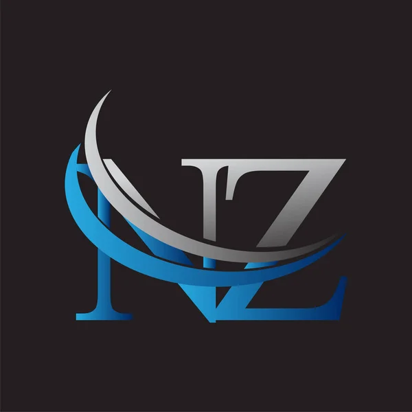 Начальная Буква Логотип Компании Название Цветной Синий Серый Swoosh Дизайн — стоковый вектор