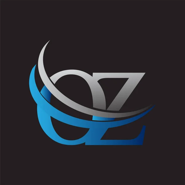Eredeti Betű Logotípus Cég Neve Színes Kék Szürke Swoosh Design — Stock Vector