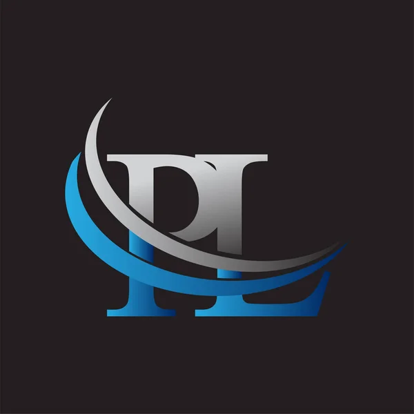 Lettre Initiale Logotype Entreprise Nom Coloré Bleu Gris Swoosh Design — Image vectorielle
