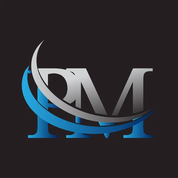 Αρχικό Γράμμα Λογότυπος Εταιρεία Όνομα Χρωματισμένο Μπλε Και Γκρι Swoosh — Διανυσματικό Αρχείο