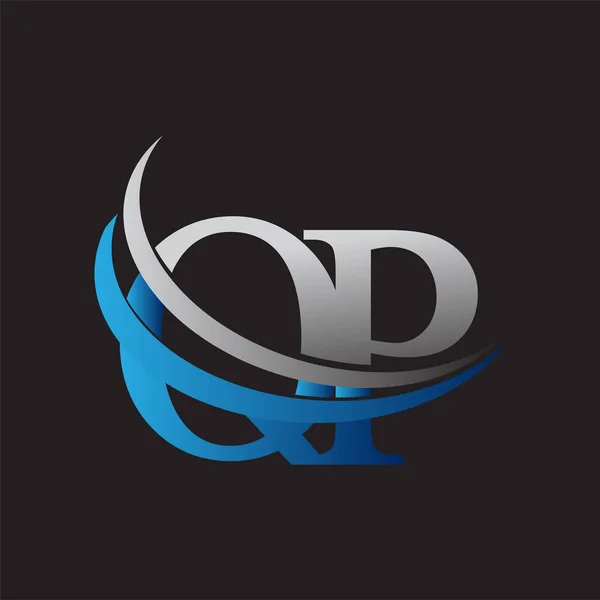 Initiële Letter Logotype Bedrijfsnaam Gekleurd Blauw Grijs Swoosh Ontwerp Vectorlogo — Stockvector