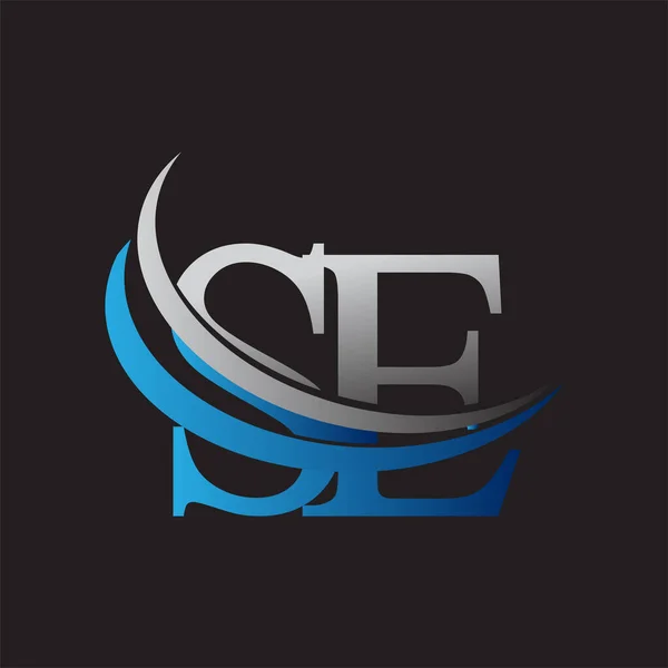 頭文字Seロゴタイプ社名は青とグレーのスウッシュデザイン ビジネスと会社のアイデンティティのためのベクトルロゴ — ストックベクタ