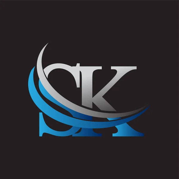最初的字母Sk标识公司的名称是蓝色和灰色的Swoosh设计 企业和公司标识的矢量标识 — 图库矢量图片