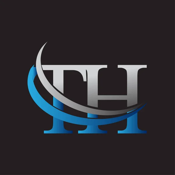 Počáteční Písmeno Logotyp Název Společnosti Barevné Modré Šedé Swoosh Design — Stockový vektor