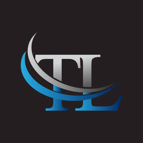 最初的字母Tl标志类型公司的名称有色蓝色和灰色Swoosh设计 企业和公司标识的矢量标识 — 图库矢量图片
