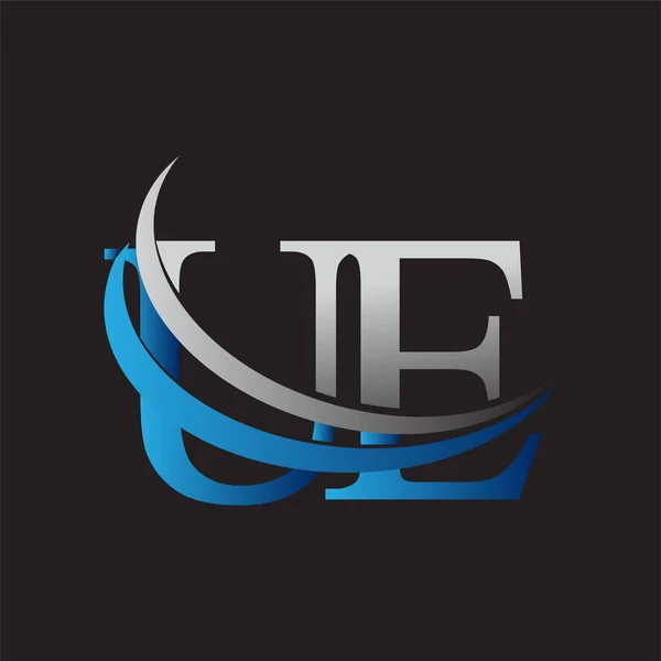 Letra Inicial Logotipo Empresa Nome Colorido Azul Cinza Design Swoosh — Vetor de Stock