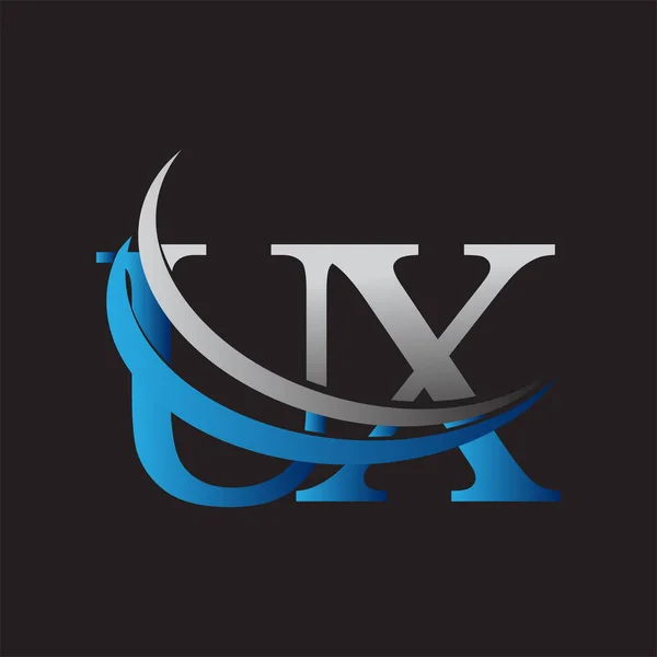 Beginletter Logotype Bedrijfsnaam Gekleurd Blauw Grijs Swoosh Ontwerp Vectorlogo Voor — Stockvector