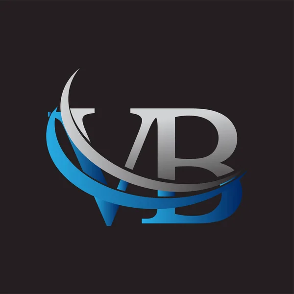 頭文字のVbのロゴタイプ会社名は青とグレーのスウッシュデザイン ビジネスと会社のアイデンティティのためのベクトルロゴ — ストックベクタ