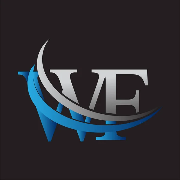 Eredeti Betű Logotípus Cég Neve Színes Kék Szürke Swoosh Design — Stock Vector