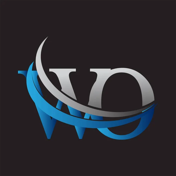Anfangsbuchstabe Logo Firmenname Farbig Blau Und Grau Swoosh Design Vektor — Stockvektor