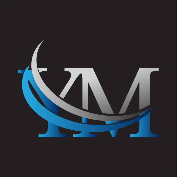 頭文字のYmロゴタイプ社名は青とグレーのスウッシュデザイン ビジネスと会社のアイデンティティのためのベクトルロゴ — ストックベクタ