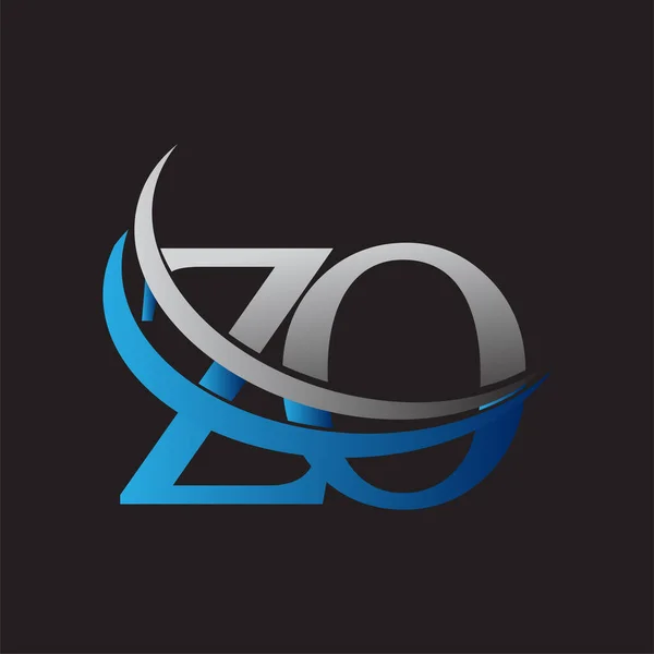 Letra Inicial Nome Empresa Logotipo Colorido Design Swoosh Azul Cinza — Vetor de Stock
