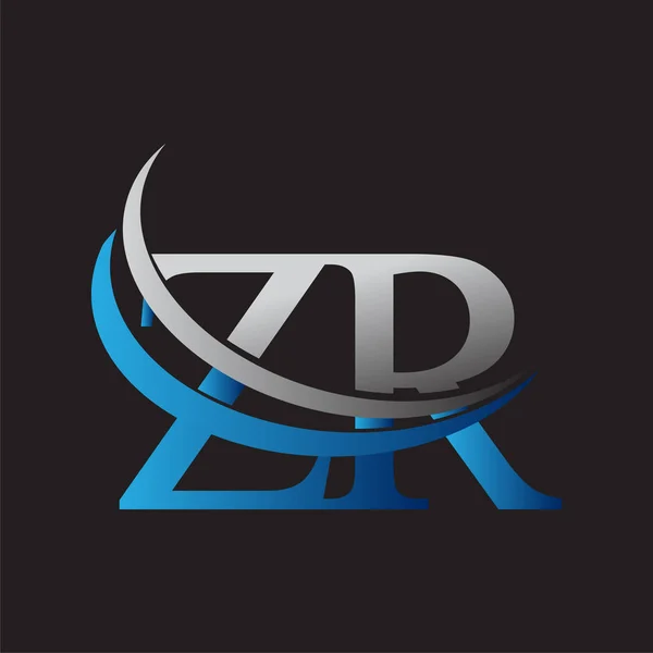Początkowa Litera Logotyp Nazwa Firmy Kolorowy Niebieski Szary Projekt Swoosh — Wektor stockowy