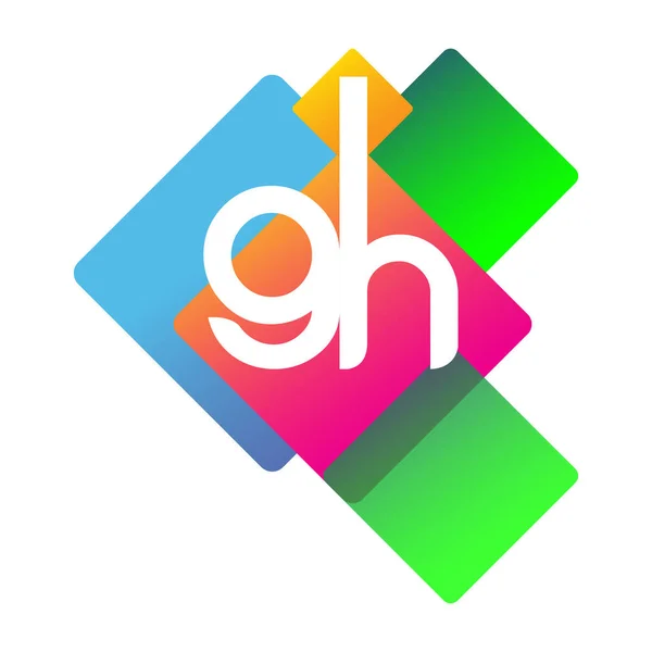 創造産業 ウェブ ビジネスや企業のためのカラフルな幾何学的な形状 文字の組み合わせのロゴデザインを持つレターGhのロゴ — ストックベクタ