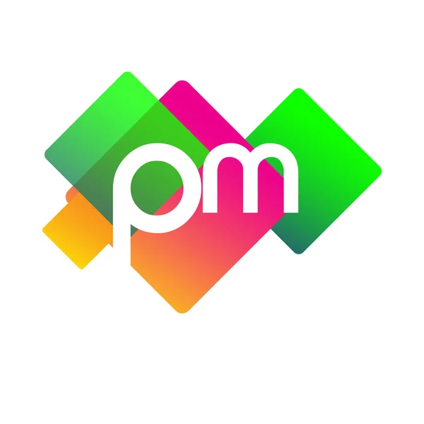 具有彩色几何形状的字母Pm标识 创意行业 企业和公司的字母组合标识设计 — 图库矢量图片