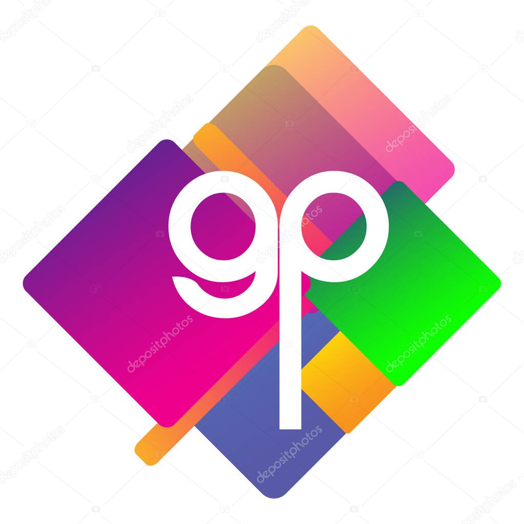 Letter GP logo with colorful geometric shape, letter combination logo design for creative industry, web, business and company.
