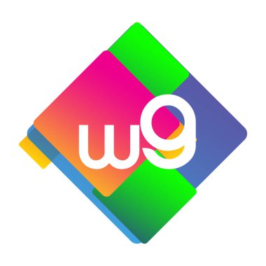 Renkli geometrik şekilli WG logosu, yaratıcı endüstri, web, iş ve şirket için harf kombinasyonu tasarımı.