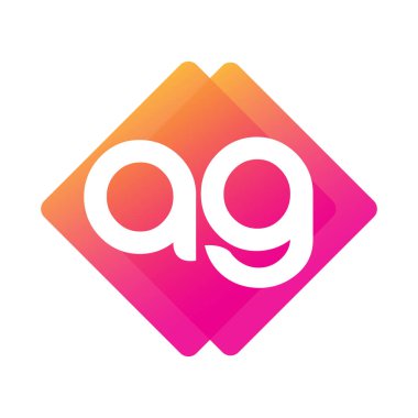 Renkli geometrik şekilli AG logosu, yaratıcı endüstri, web, iş ve şirket için harf kombinasyonu tasarımı.