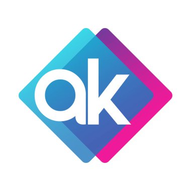 Renkli geometrik şekilli AK harfi logosu, yaratıcı endüstri, web, iş ve şirket için harf kombinasyonu tasarımı.